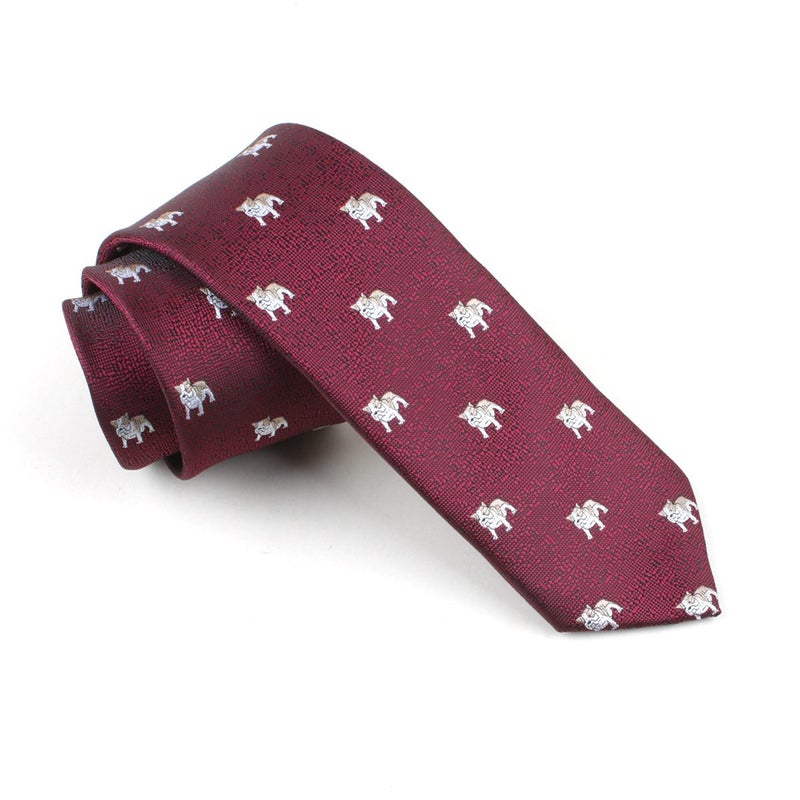 Ctskyte Mens Wine Red Silk Cravat Woven Business Formal Work Narrow Novelty Ties Dogs Lovers Design for Office - Image 3